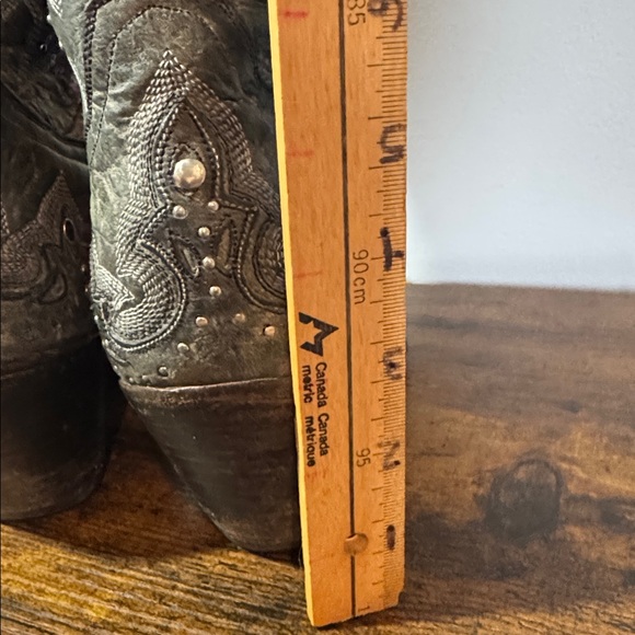 Vintage Corral Cowboy Boots Gray Leather Silver Studs Women's Size 10 - Picture 15 of 16